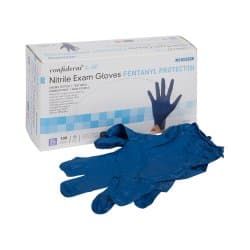 Exam Glove McKesson Confiderm® 6.8C X-Large 100 per Box NonSterile Nitrile Standard Cuff Length Textured Fingertips Blue Chemo Tested / Fentanyl Tested — X-Large