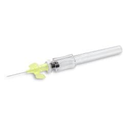 Peripheral IV Catheter McKesson 24 Gauge 3/4 Inch Polyurethane Winged Hub Non Blood Control Push Button Safety