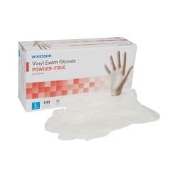 Exam Glove McKesson Large 100 per Box NonSterile Vinyl Standard Cuff Length Smooth Clear Not Rated — Large