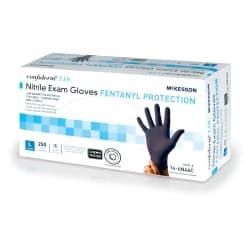 Exam Glove McKesson Confiderm® LDC Large 250 per Box NonSterile Nitrile Standard Cuff Length Fully Textured Blue Chemo Tested / Fentanyl Tested — Large
