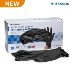 Exam Glove McKesson Confiderm® BLK Large 200 per Box NonSterile Nitrile Standard Cuff Length Textured Fingertips Black Chemo Tested / Fentanyl Tested
